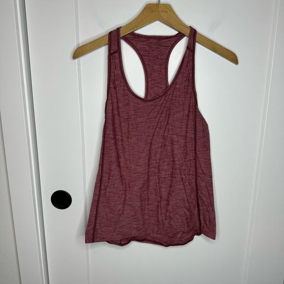 Lululemon Essential Tank Top Pleated Back Heather Burgundy Size 4 - Picture 2 of 5